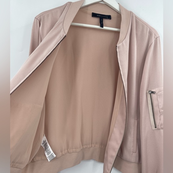 NEW BCBGMAXAZRIA Jacket Full Zip Satin Crepe Baseball Jacket in Pink Size Large - Picture 6 of 11
